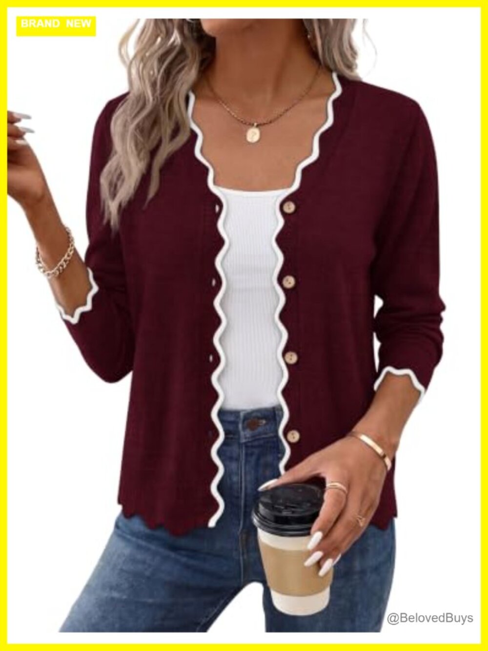 Womens Soft Knit Cardigan Sweater Long Sleeve V-Neck Button Front